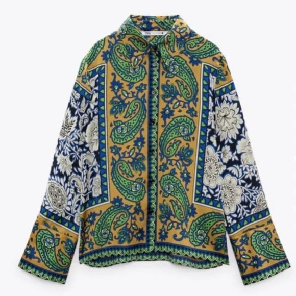 Zara Silk Collared Shirt - Small - Picture 2 of 4